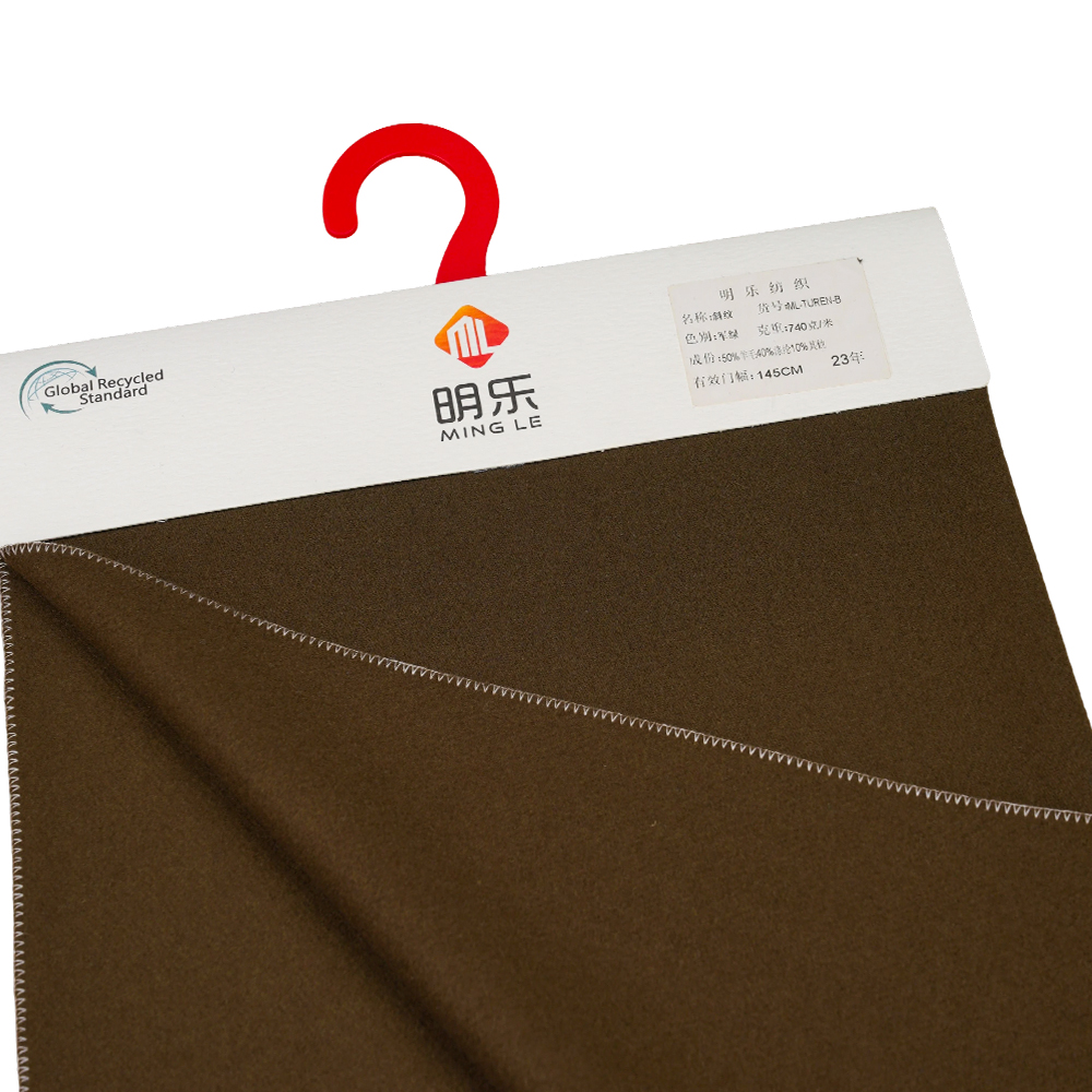 50% 羊毛、40% 聚酯纤维、10% 其他纤维、740G/M、军用绿色、斜纹梅尔顿面料、ML-TUREN-B