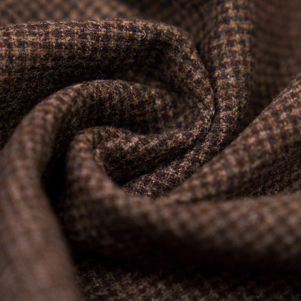 60% 羊毛、30% 聚酯纤维、10% 其他纤维、300G/M、混合咖啡+红豆酱小米、法兰绒面料、ML-S06-050