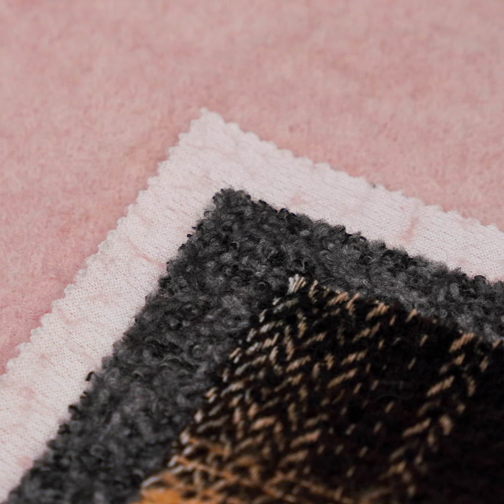 40% 羊毛、60% 聚酯纤维、540G/M、黑白、圆形粗花呢面料、ML-8021071